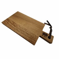 DEKOFANT Schneidebrett Holz aus geöltem Eichenholz mit Griff | Größe 36 x 17 x 2cm