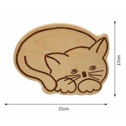 DEKOFANT kleines Kinder MotivBrett Frühstücksbrettchen Katze schlafend ca 17x21x1cm
