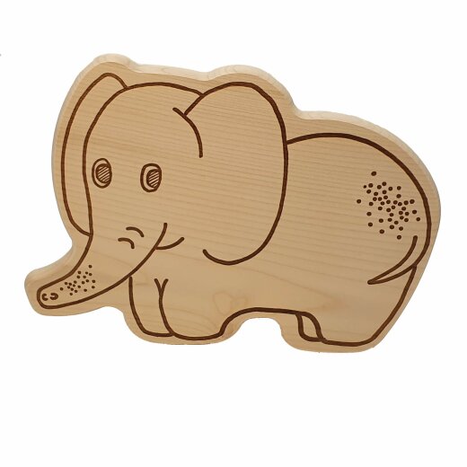 DEKOFANT kleines Kinder MotivBrett Frühstücksbrettchen Elefant ca 20x17x1cm