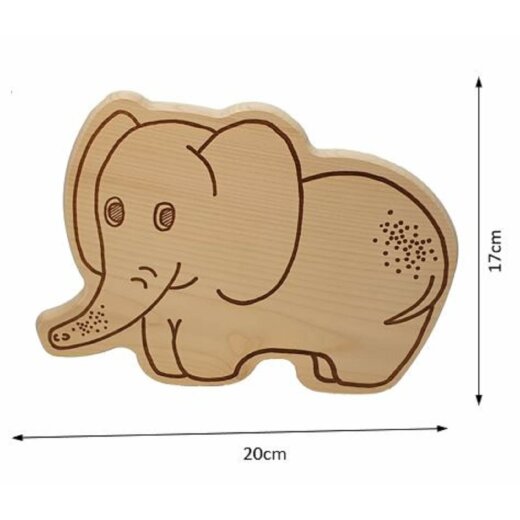 DEKOFANT kleines Kinder MotivBrett Frühstücksbrettchen Elefant ca 20x17x1cm