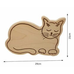DEKOFANT Kinder MotivBrett Frühstücksbrettchen Katze schlafend ca 29x21x1,5cm