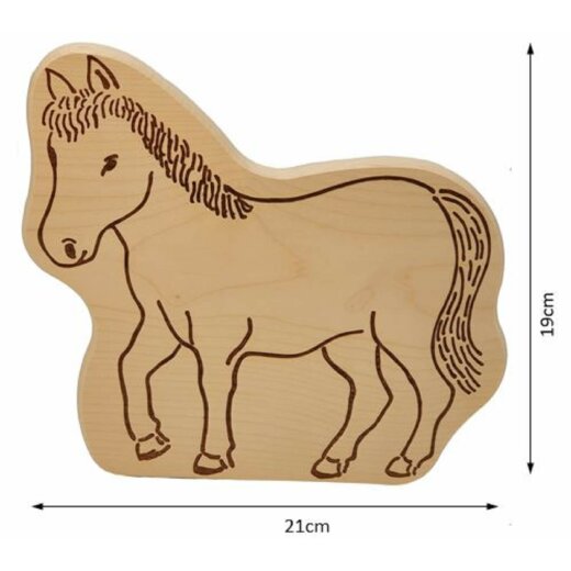 DEKOFANT kleines Kinder MotivBrett Frühstücksbrettchen Pferd ca 21x19x1cm