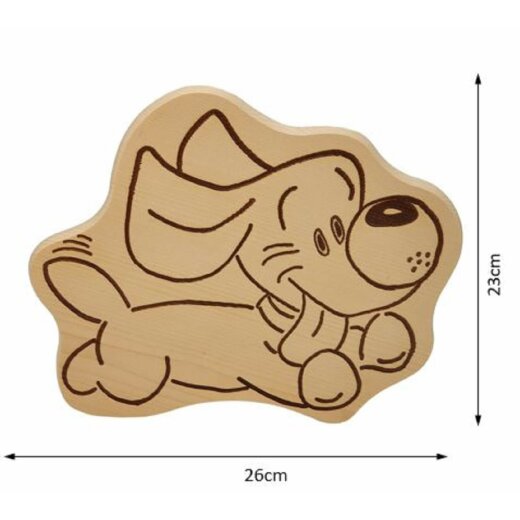 DEKOFANT Kinder MotivBrett Frühstücksbrettchen Hund rennt ca 26x23x1,5cm
