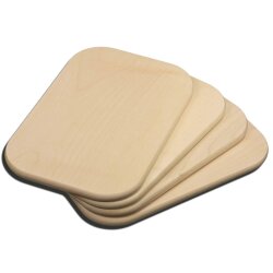 Frühstücksbrettchen 23×15×1 cm 4er Set abgerundet Ahornholz – naturbelassen