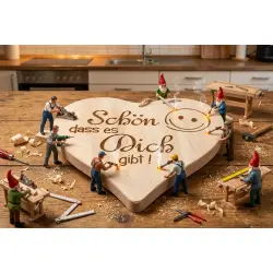 Herzbrett mit Spruch Schön, dass es Dich gibt – Emotionales Holzherz aus Ahorn 24x24x1,5cm