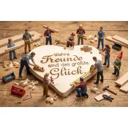 Herzbrett mit Sprüche "Wahre Freunde sind das größte Glück" – Massiv Ahornholz 24x24cm – Dekofant