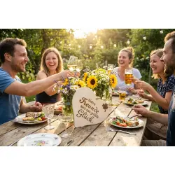 Herzbrett mit Sprüche "Wahre Freunde sind das größte Glück" – Massiv Ahornholz 24x24cm – Dekofant