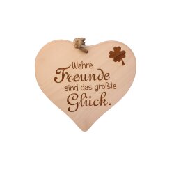 Herzbrett Ahornholz 24×24×1,5 cm ohne Rille „Wahre Freunde sind das größte Glück" – handgefertigt