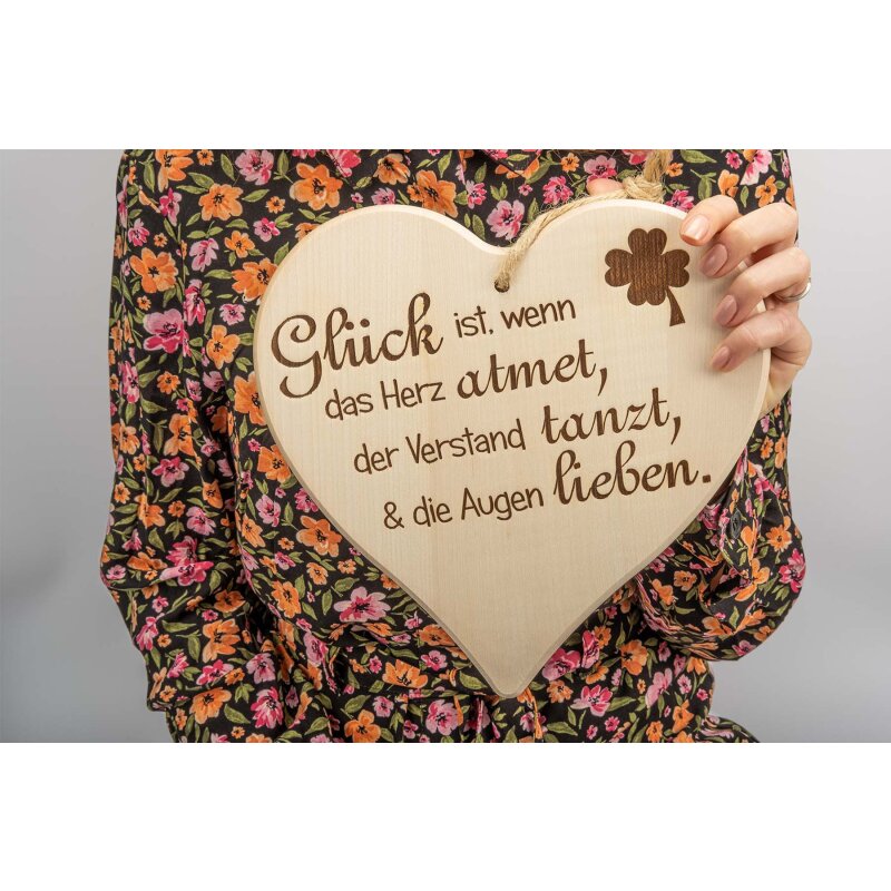 DEKOFANT Spruch "Glück ist, wenn das Herz atmet" Ein Kunstwerk mit