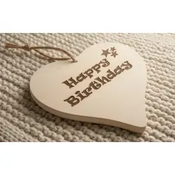 Herzbrett mit Sprüche Happy Birthday 24x24x1,5cm – Handgefertigtes Ahorn Deko-Herz von Dekofant