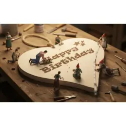 Herzbrett mit Sprüche Happy Birthday 24x24x1,5cm – Handgefertigtes Ahorn Deko-Herz von Dekofant