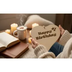 Herzbrett mit Sprüche Happy Birthday 24x24x1,5cm – Handgefertigtes Ahorn Deko-Herz von Dekofant