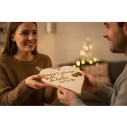 Herzbrett mit Spruch "Gesucht & gefunden in Liebe verbunden" – 24x24cm Ahornholz Deko – Dekofant