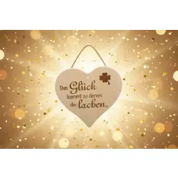 Herzbrett "Das Glück kommt zu denen, die lachen" 24x24x1,5cm aus Ahorn – Dekofant