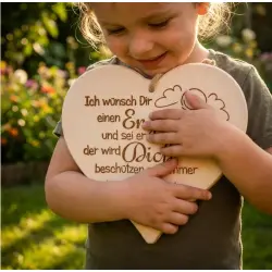 Herzbrett mit Spruch "Ich wünsch Dir einen Engel..." aus Ahornholz 24x24x1,5cm – Dekofant