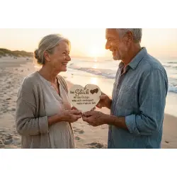 Herzbrett "Glück teilen" – Massivholz Spruch Herzen 24x24x1,5cm – Dekofant