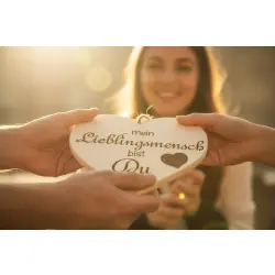 Herzbrett mit Sprüche Lieblingsmensch – Massives Ahorn Holzherz 24x24x1,5cm Dekofant