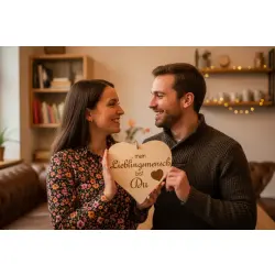 Herzbrett mit Sprüche Lieblingsmensch – Massives Ahorn Holzherz 24x24x1,5cm Dekofant