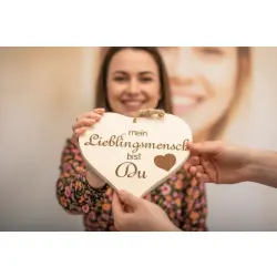 Herzbrett mit Sprüche Lieblingsmensch – Massives Ahorn Holzherz 24x24x1,5cm Dekofant