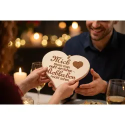 Herzbrett mit Spruch "Mich muss man nicht verstehen – liebhaben reicht schon" | Massives Ahornholz 24x24x1,5cm | Dekofant