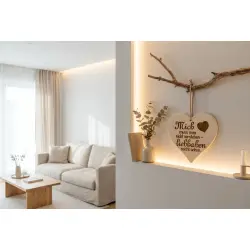 Herzbrett mit Spruch "Mich muss man nicht verstehen – liebhaben reicht schon" | Massives Ahornholz 24x24x1,5cm | Dekofant