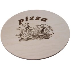 Pizzabrett mit Pizza Logo Ø 40 cm groß – handgefertigt