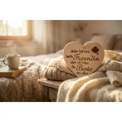 Herzbrett Spruch Beste Freundin Holz Deko 24x24cm – Dekofant