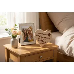 Herzbrett Spruch Beste Freundin Holz Deko 24x24cm – Dekofant