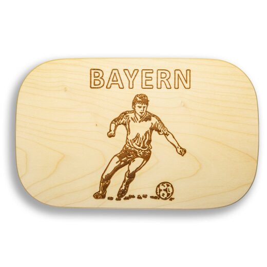 Frühstücksbrettchen Motiv Fußball Bayern 25x16x1,5cm eckig Ahorn