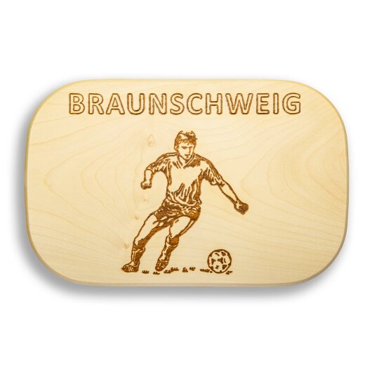 Frühstücksbrettchen Motiv Fussball Braunschweig 25x16x1,5cm eckig Ahorn