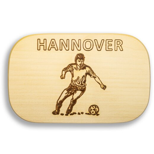 Frühstücksbrettchen Motiv Fußball Hannover 25x16x1,5cm eckig Ahorn