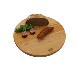 DEKOFANT Buche-Schneidebrett Ø 30cm Servierbrett Holzbrett Käsebrett geölt rund 4 STÜCK