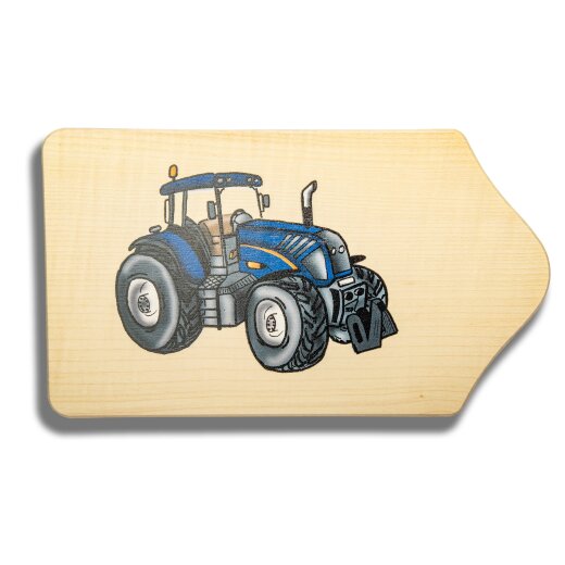 DEKOFANT Frühstücksbrettchen Traktor blau farbig 23x13x1cm
