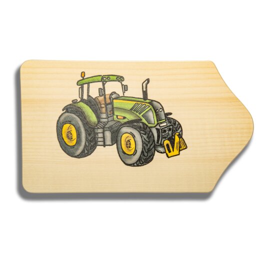 DEKOFANT Frühstücksbrettchen Traktor grün gelb farbig 23x13x1cm