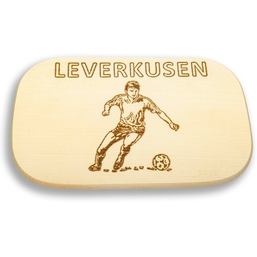 Frühstücksbrettchen Motiv Fussball Leverkusen 25x16x1,5cm eckig Ahorn