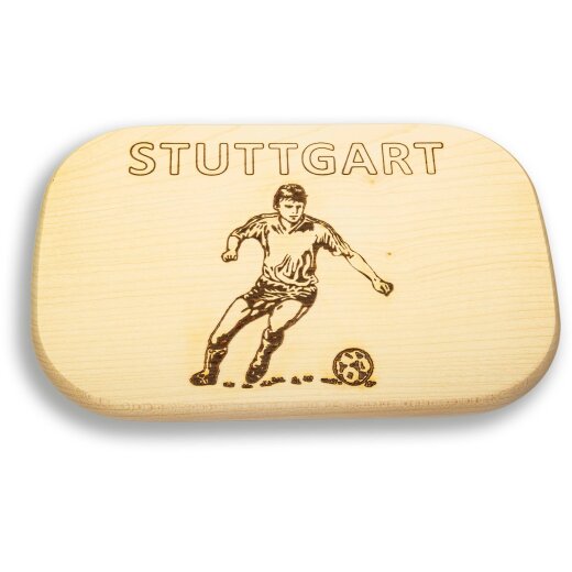 Frühstücksbrettchen Motiv Fussball Stuttgart 25x16x1,5cm eckig Ahorn