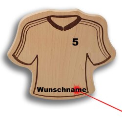 DEKOFANT Frühstücksbrettchen Fußball mit NAME personalisiert Holz Brett Motiv Trikot Frühstücksbrett Kinder ca 20x30x1,5cm