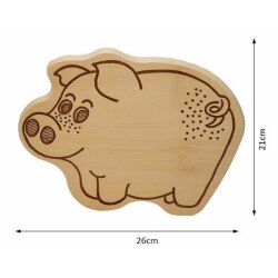 DEKOFANT Frühstücksbrettchen Glücks Schwein mit NAME personalisiert Holz Brett Motiv Frühstücksbrett Kinder ca 26x22x1,5cm
