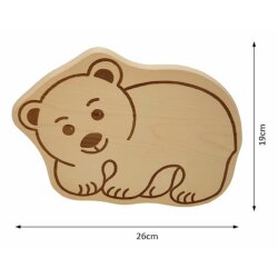 DEKOFANT Frühstücksbrettchen Eisbär Pandabär mit NAME personalisiert Holz Brett Motiv Frühstücksbrett Kinder ca 26x19x1,5cm