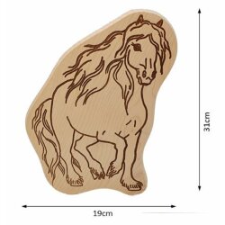 DEKOFANT Frühstücksbrettchen Pferd Phantasie mit NAME personalisiert Holz Brett Motiv Frühstücksbrett Kinder ca 31x19x1,5cm
