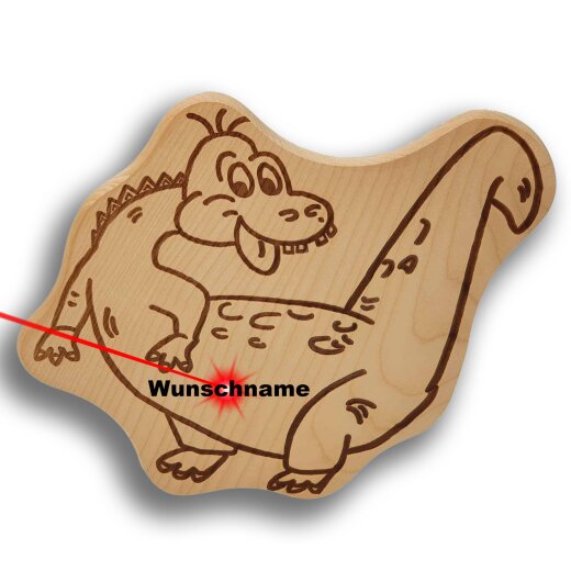 DEKOFANT Frühstücksbrettchen Dino Drache mit NAME personalisiert Holz Brett Motiv Frühstücksbrett Kinder ca 26x23x1,5cm