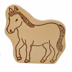 DEKOFANT Frühstücksbrettchen Pferd mit NAME personalisiert Holz Brett Motiv Frühstücksbrett Kinder ca 28x26x1,5cm