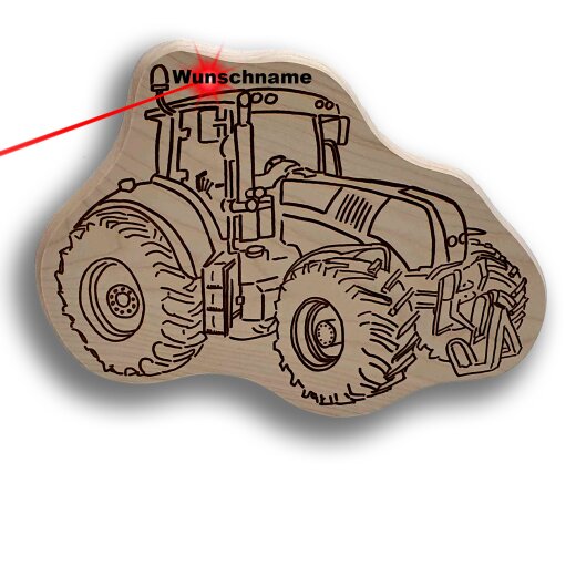 DEKOFANT Frühstücksbrettchen Traktor Bulldog NEU mit NAME personalisiert Holz Brett Motiv Frühstücksbrett Kinder ca 30x20x1,5cm