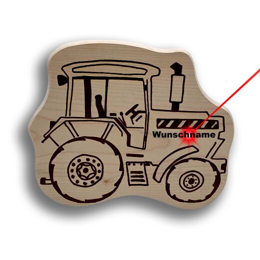 DEKOFANT Frühstücksbrettchen Traktor Bulldog ALT mit NAME personalisiert Holz Brett Motiv Frühstücksbrett Kinder ca 26x22x1,5cm