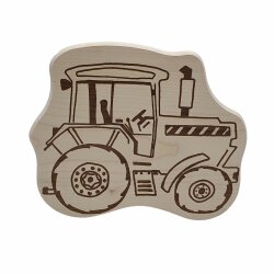 DEKOFANT Frühstücksbrettchen Kinder mit WUNSCHNAME personalisiert Holz Brett Motiv Traktor Bulldog ALT Frühstücksbrett Kinder ca 26x22x1,5cm
