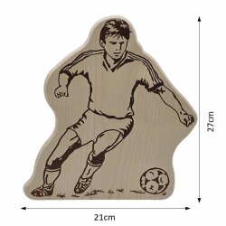 DEKOFANT Frühstücksbrettchen Fußball Spieler mit NAME personalisiert Holz Brett Motiv Frühstücksbrett Kinder ca 27x21x1,5cm