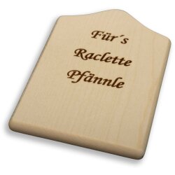 DEKOFANT Raclette-Brettchen eckig 12x8x1cm Kapellenform...