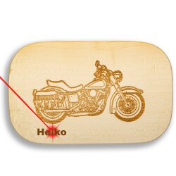 Frühstücksbrettchen Motiv Harley 25x16x1,5cm eckig Ahorn personalisiert