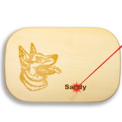 Frühstücksbrettchen Motiv Hundekopf Schäferhund klein 25x16x1,5cm eckig Ahorn personalisiert