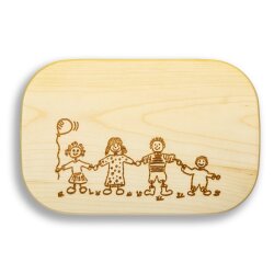 Frühstücksbrettchen Motiv Familie mit Kinder 25x16x1,5cm eckig Ahorn personalisiert